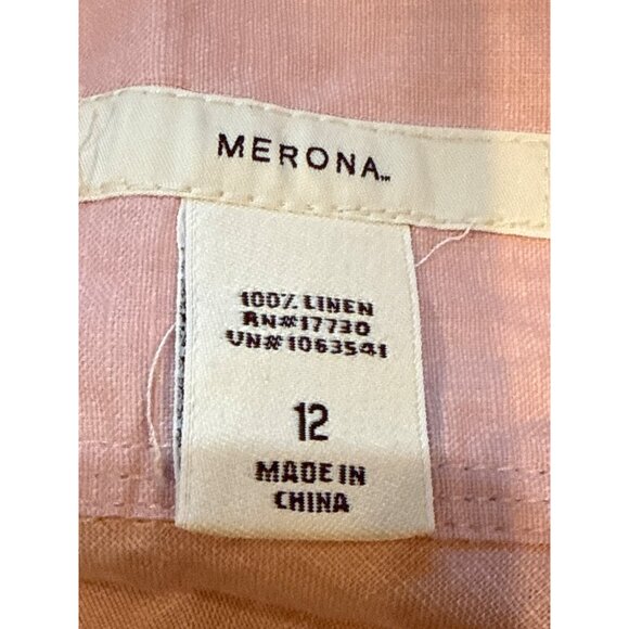 Merona Womens Pink Linen Flared Skirt Size 12 - Picture 2 of 9